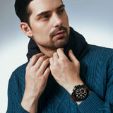 Christ Verra Casual Men's Watches Bellagio Series Strap Leather Chronograph CV 12493G-26 BLK/BRN