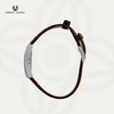 Christ Verra Casual Women's Linea Series Leather Strap Dark Brown Silver CV 110617L-21 WHT
