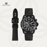 Christ Verra Men's Watch Streetline CV 12327G-26 BLK Leather Strap + Free Rubber Strap