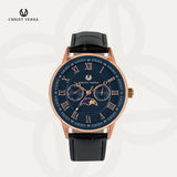 Christ Verra Jam Tangan Couple Solunae Series Strap Leather Blue Rosegold CV 51016G-25 BLU CV 51016L-25 BLU