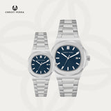 Christ Verra Jam Tangan Couple Chronograph Coppia Series CV 921548G-11 BLU CV 921548L-11 BLU