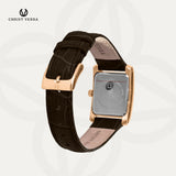 Christ Verra Casual Women's Linea Series Leather Strap Dark Brown Rosegold CV 110617L-25 WHT