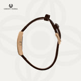 Christ Verra Casual Women's Linea Series Leather Strap Dark Brown Rosegold CV 110617L-25 WHT