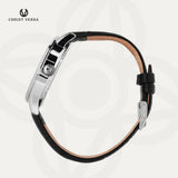 Christ Verra Jam Tangan Couple Solunae Series Strap Leather Silver Black CV 51016G-21 WHT CV 51016L-21 WHT