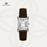 Christ Verra Casual Women's Linea Series Leather Strap Dark Brown Silver CV 110617L-21 WHT