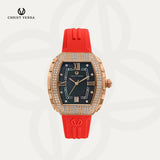 Christ Verra Casual Women Watches Glimora Series CV 53321L-35 BLK/RED Rubber Sillicon Strap