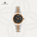 Christ Verra Casual Women's Watches SereneWave Series Black Rosegold CV 12487L-14 BLK
