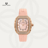 Christ Verra Casual Women Watches Glimora Series CV 53321L-35 RG/PEACH Rubber Sillicon Strap
