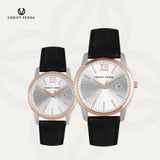 Christ Verra Jam Tangan Couple Dominus & Domina Series Strap LeatherCV 12454G-24 SLV & CV 12454L-24 SLV