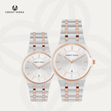 Christ Verra Jam Tangan Couple AMORÉL Series Strap Stainless Steel CV 12405G-14 WHT CV 12405L-14 WHT