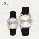 Christ Verra Jam Tangan Couple Dominus & Domina Series Strap Leather CV 12454G-23 SLV & CV 12454L-23 SLV