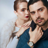 Christ Verra Jam Tangan Couple Solunae Series Strap Leather White Gold CV 51016G-23 WHT CV 51016L-23 WHT