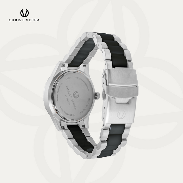 Christ Verra Casual Women's Watches Jam Tangan Wanita Tali Rantai Lady Bold  CV 12351L-50 BLK