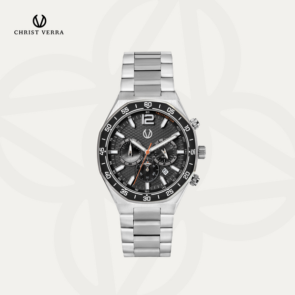 Christ Verra Casual Men's Watches Jam Tangan Pria Tali Rantai Two-Tone Series CV 146201G-11 BLK