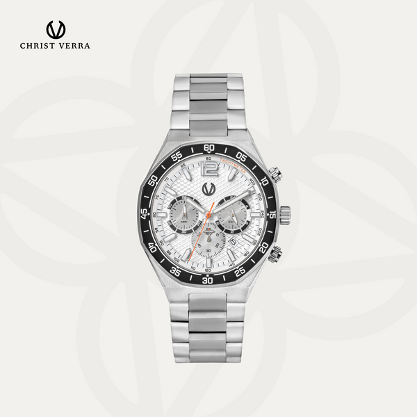 Christ Verra Casual Men's Watches Jam Tangan Pria Tali Rantai Two-Tone Series CV 146201G-11 WHT