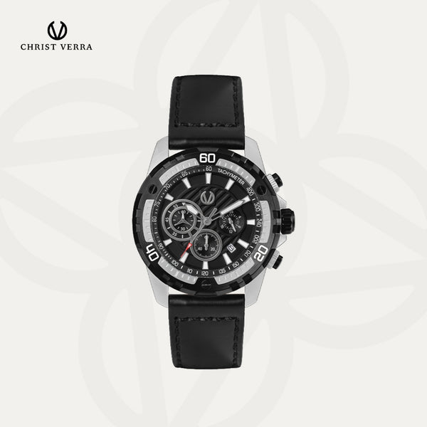 Christ Verra Casual Men's Watch Streetline Time Series Leather Strap CV 12327G-20 BLK FREE RUBBER SILICON STRAP