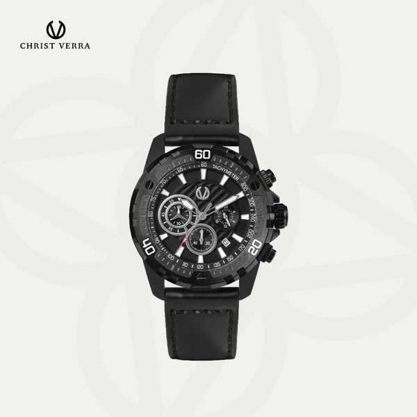 Christ Verra Casual Men's Watch Streetline Time Series Leather Strap CV 12327G-26 BLK FREE RUBBER SILICON STRAP