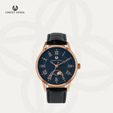 Christ Verra Jam Tangan Couple Solunae Series Strap Leather Blue Rosegold CV 51016G-25 BLU CV 51016L-25 BLU
