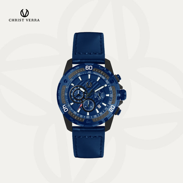 Christ Verra Casual Men's Watch Streetline Time Series Leather Strap  CV 12327G-2D BLU FREE RUBBER SILICON STRAP