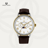 Christ Verra Jam Tangan Couple Solunae Series Strap Leather White Gold CV 51016G-23 WHT CV 51016L-23 WHT