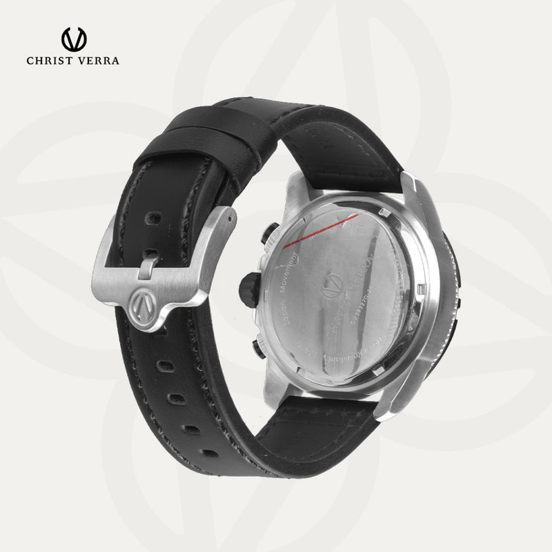 Christ Verra Casual Men's Watch Streetline Time Series Leather Strap CV 12327G-20 BLK FREE RUBBER SILICON STRAP