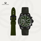 Christ Verra Casual Men's Watch Streetline Time Series Leather Strap CV 12327G-26 GRN FREE RUBBER SILICON STRAP