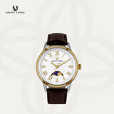 Christ Verra Jam Tangan Couple Solunae Series Strap Leather White Gold CV 51016G-23 WHT CV 51016L-23 WHT