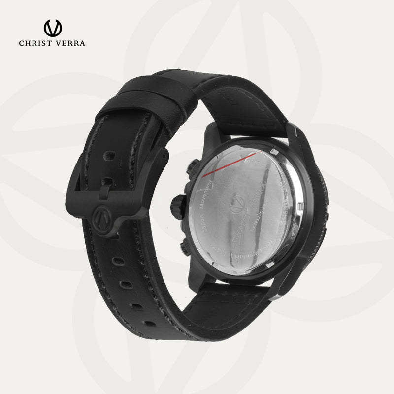 Christ Verra Casual Men's Watch Streetline Time Series Leather Strap CV 12327G-26 BLK FREE RUBBER SILICON STRAP