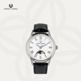 Christ Verra Jam Tangan Couple Solunae Series Strap Leather Silver Black CV 51016G-21 WHT CV 51016L-21 WHT