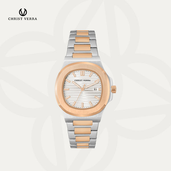 Christ Verra Jam Tangan Couple Chronograph Coppia Series CV 921548G-14 SLV CV 921548L-14 SLV