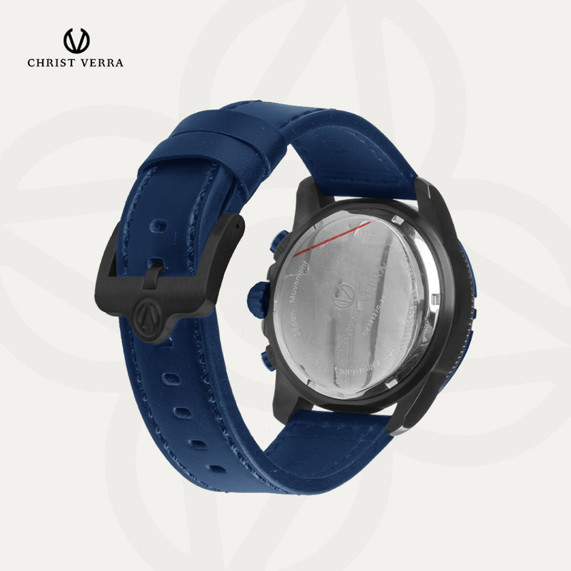 Christ Verra Casual Men's Watch Streetline Time Series Leather Strap  CV 12327G-2D BLU FREE RUBBER SILICON STRAP