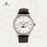 Christ Verra Jam Tangan Couple Solunae Series Strap Leather White Rosegold CV 51016G-24 WHT CV 51016L-24 WHT