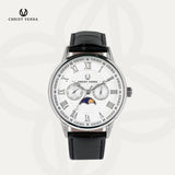 Christ Verra Jam Tangan Couple Solunae Series Strap Leather Silver Black CV 51016G-21 WHT CV 51016L-21 WHT