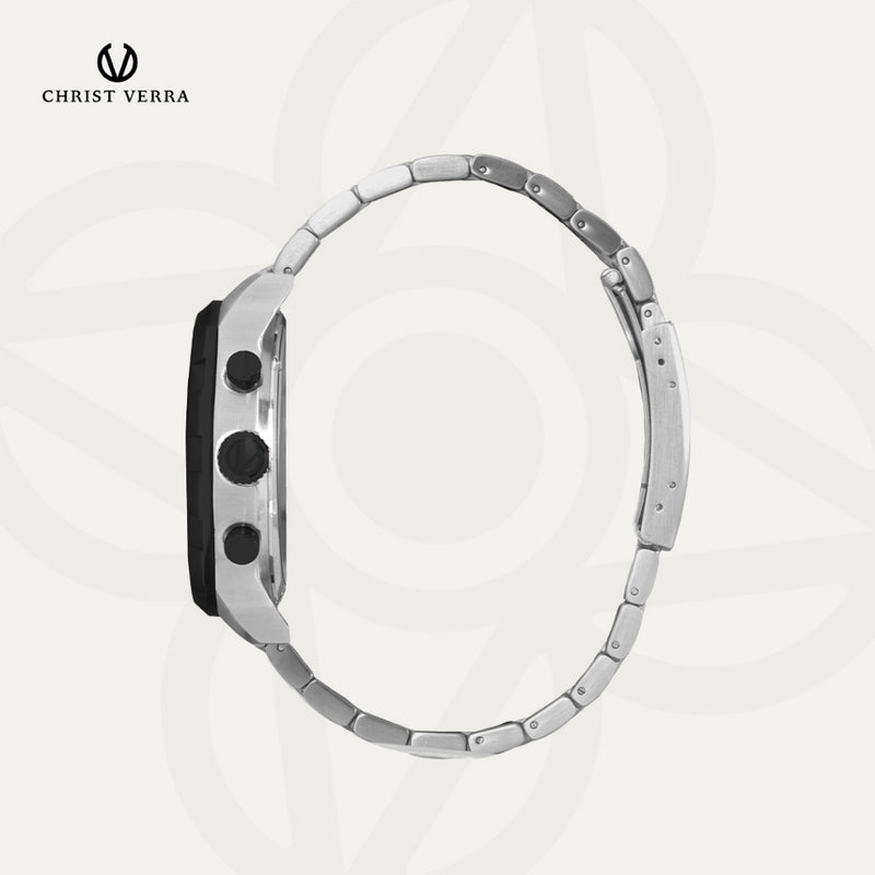 Christ Verra Jam Tangan Couple Syntra Series Strap Stainless Steel CV 12227G-10 BLK  CV 12227L-10 BLK