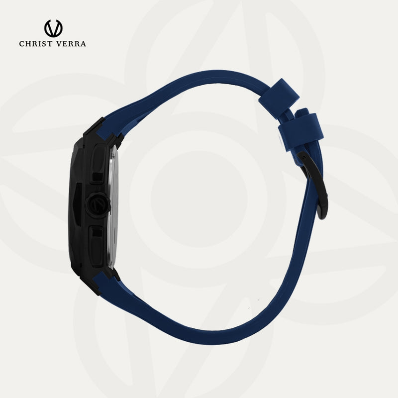 Christ Verra Casual Men's Watches Bravon Series Strap Rubber Sillicon CV 113926G-36 BLK/BLU