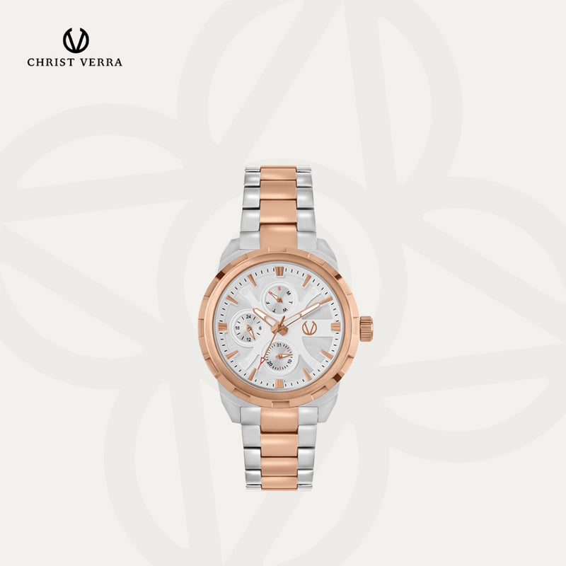 Christ Verra Jam Tangan Couple Syntra Series Strap Stainless Steel CV 12227G-14 WHT  CV 12227L-14 WHT