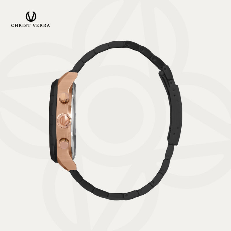 Christ Verra Jam Tangan Couple Syntra Series Strap Stainless Steel CV 12227G-18 BLK  CV 12227L-18 BLK