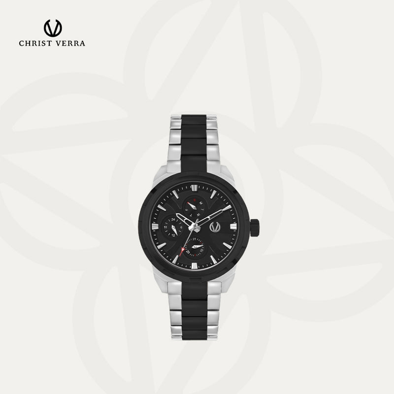 Christ Verra Jam Tangan Couple Syntra Series Strap Stainless Steel CV 12227G-10 BLK  CV 12227L-10 BLK