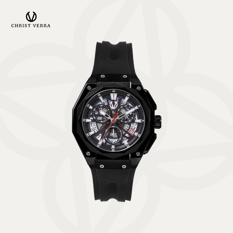 Christ Verra Casual Men's Watches Bravon Series Strap Rubber Sillicon CV 113926G-36 BLK