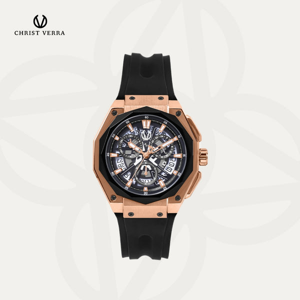 Christ Verra Casual Men's Watches Bravon Series Strap Rubber Sillicon CV 113926G-38 BLK