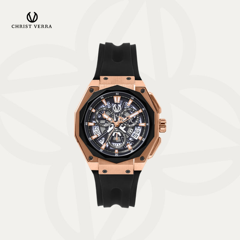 Christ Verra Casual Men's Watches Bravon Series Strap Rubber Sillicon CV 113926G-38 BLK