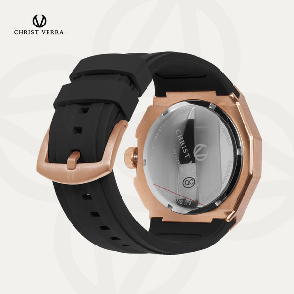 Christ Verra Casual Men's Watches Bravon Series Strap Rubber Sillicon CV 113926G-38 BLK