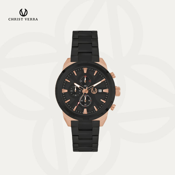 Christ Verra Jam Tangan Couple Syntra Series Strap Stainless Steel CV 12227G-18 BLK  CV 12227L-18 BLK