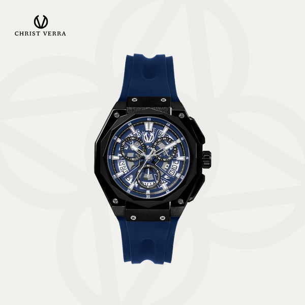 Christ Verra Casual Men's Watches Bravon Series Strap Rubber Sillicon CV 113926G-36 BLK/BLU