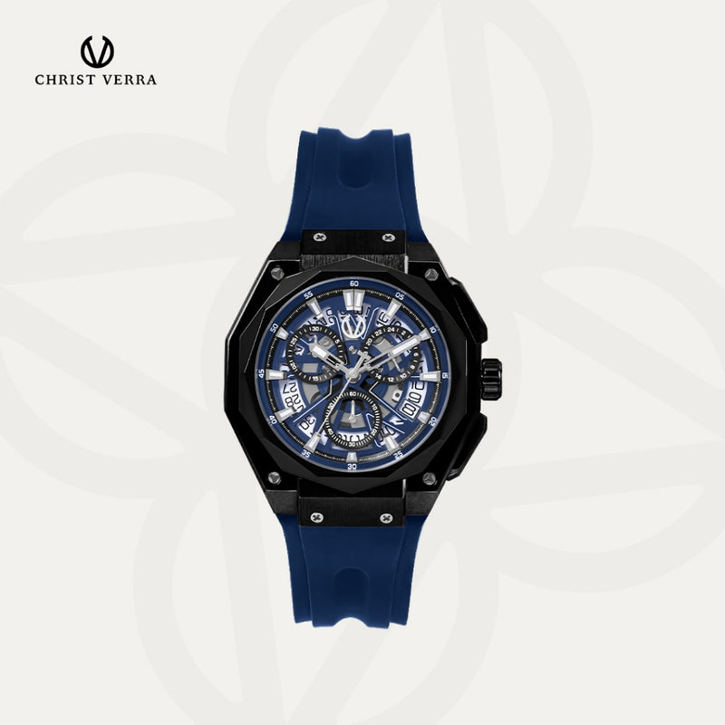 Christ Verra Casual Men's Watches Bravon Series Strap Rubber Sillicon CV 113926G-36 BLK/BLU