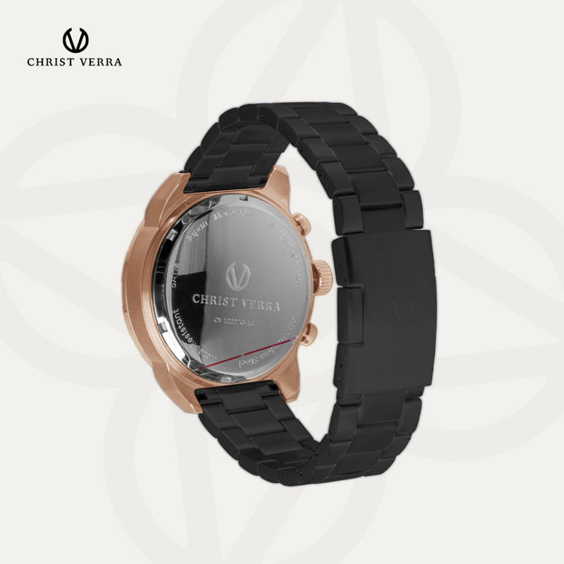 Christ Verra Jam Tangan Couple Syntra Series Strap Stainless Steel CV 12227G-18 BLK  CV 12227L-18 BLK