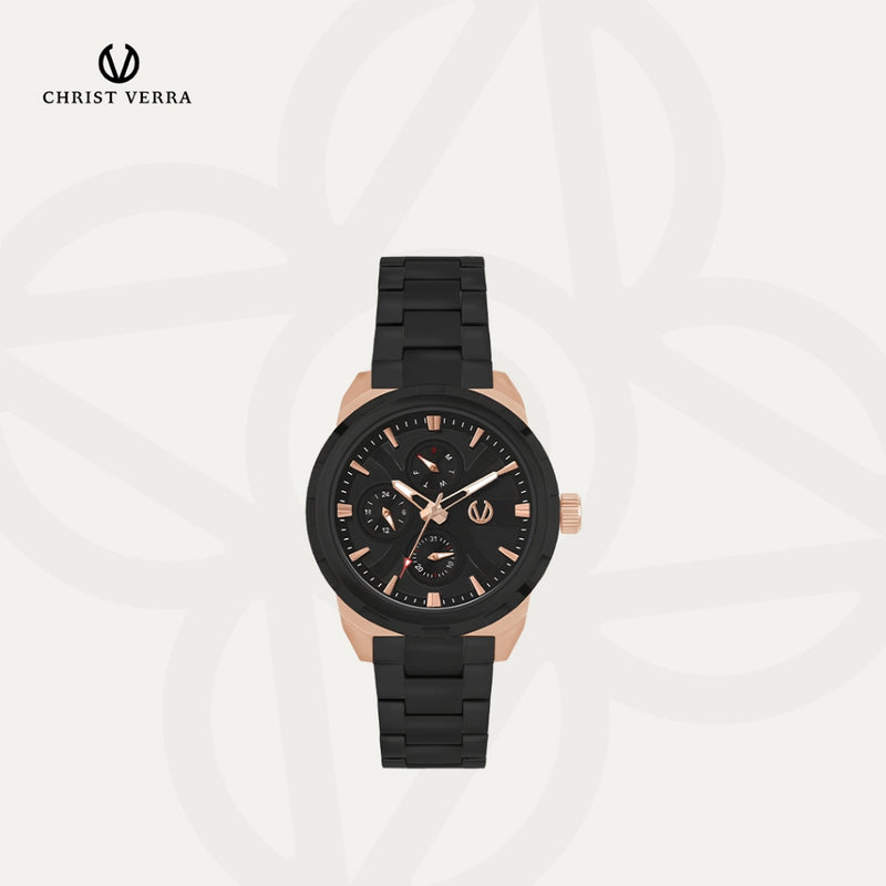 Christ Verra Jam Tangan Couple Syntra Series Strap Stainless Steel CV 12227G-18 BLK  CV 12227L-18 BLK