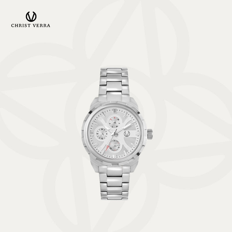 Christ Verra Jam Tangan Couple Syntra Series Strap Stainless Steel CV 12227G-11 WHT  CV 12227L-11 WHT