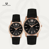 Christ Verra Jam Tangan Couple Dominus & Domina Series Strap Leather CV 12454G-25 BLK & CV 12454L-25 BLK
