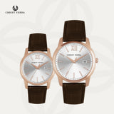 Christ Verra Jam Tangan Couple Dominus & Domina Series Strap Leather CV 12454G-25 SLV & CV 12454L-25 SLV